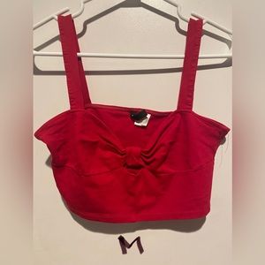 Divided- Red Bow Crop Top